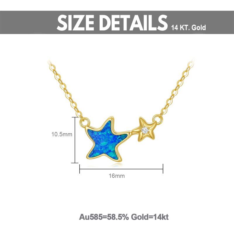 9K White Gold Opal Starfish Pendant Necklace-6