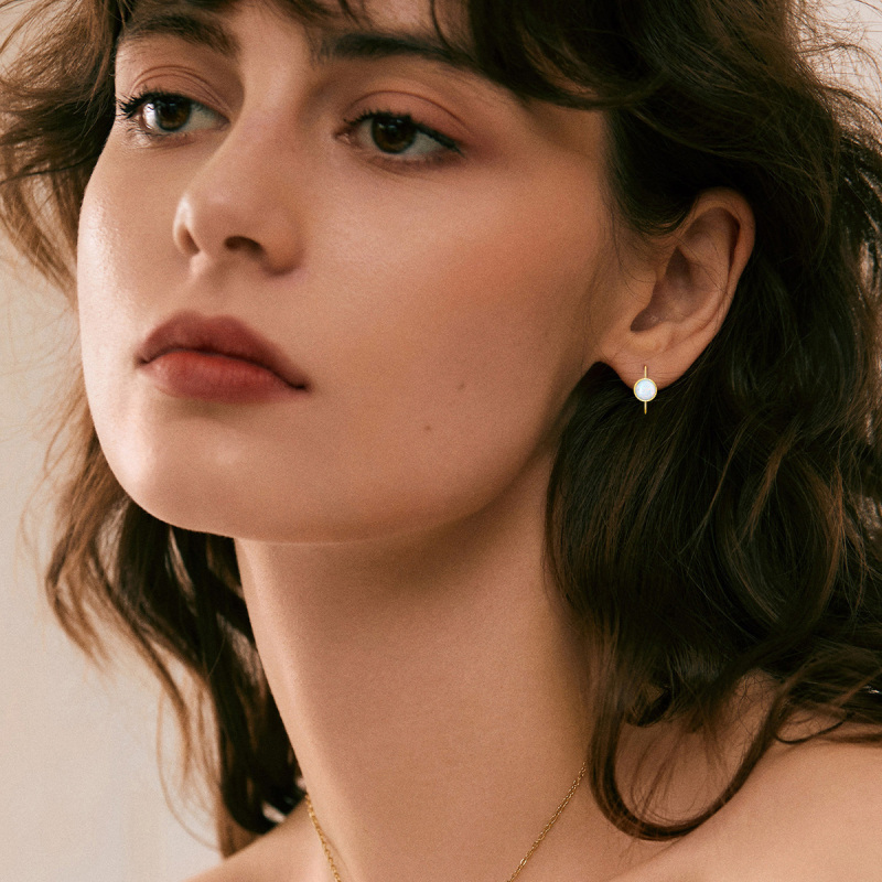 أقراط مرصعة بالذهب الأبيض عيار 10 قيراط مرصعة بالأوبال-2