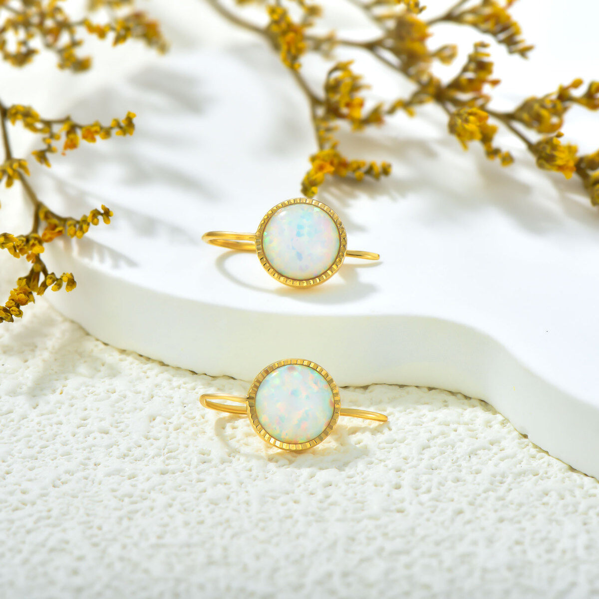 14K Gold Opal Stud Earrings-3