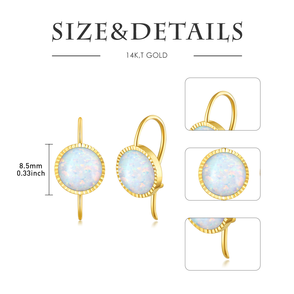 14K Gold Opal Stud Earrings-5