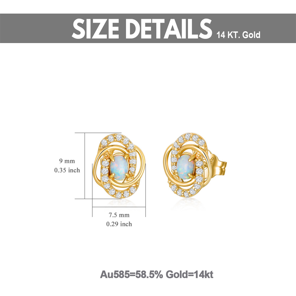 10K Gold Opal Stud Earrings-5