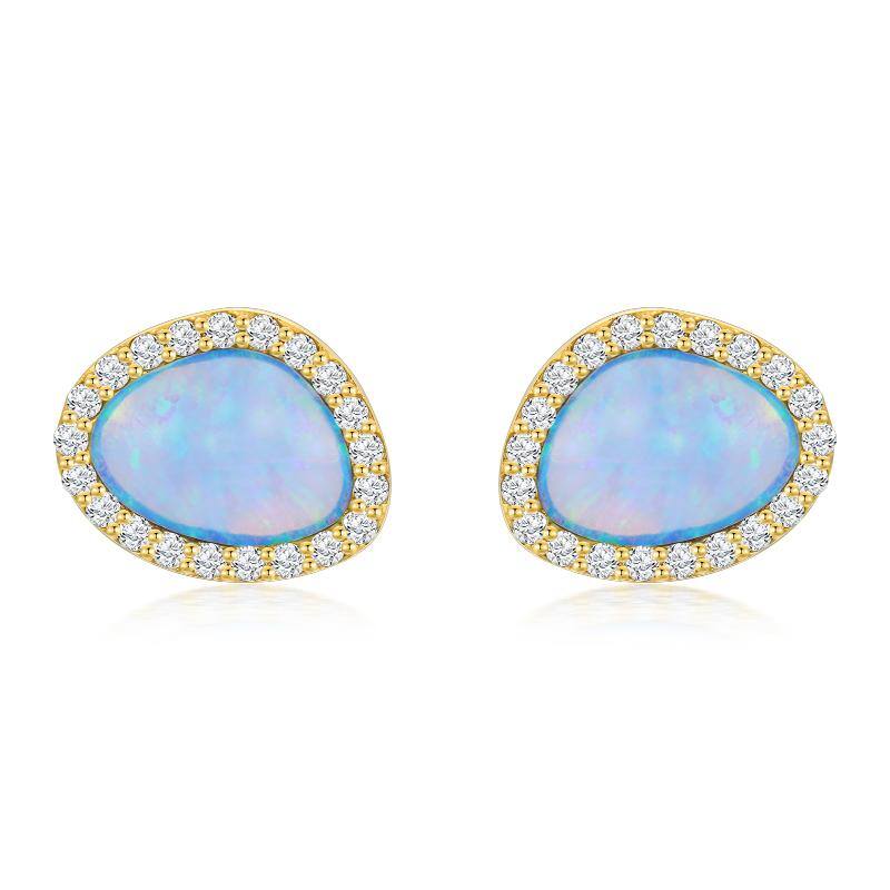 14K Gold Opal Stud … - image