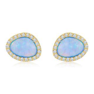 10K Gold Opal Stud Earrings-11
