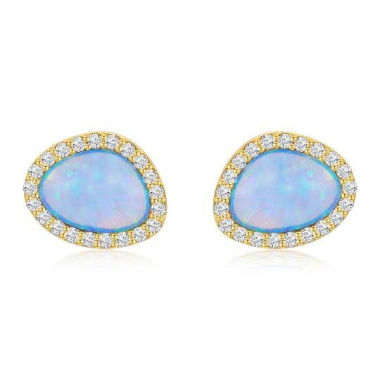 10K Gold Opal Stud Earrings