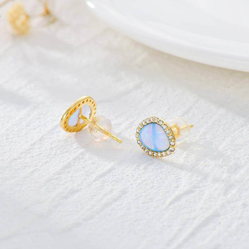 10K Gold Opal Stud Earrings-4
