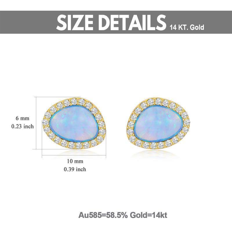 Kolczyki sztyfty z 14-karatowego złota z opalem-6