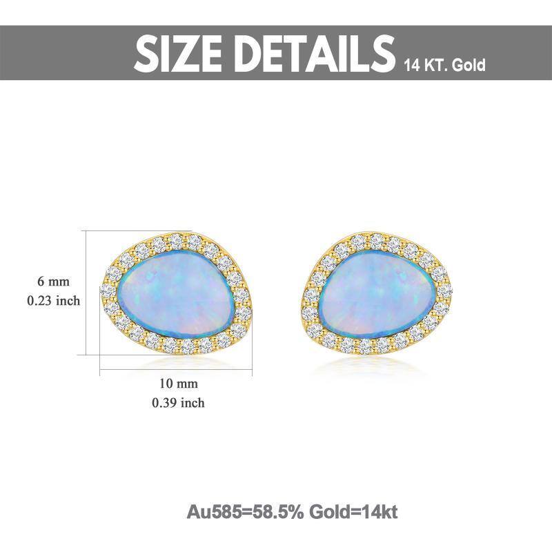 10K White Gold Opal Stud Earrings-6