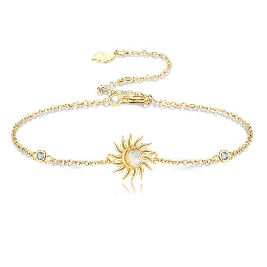 Pulseira de sol de opala de zircônia cúbica de ouro 10K para mulheres