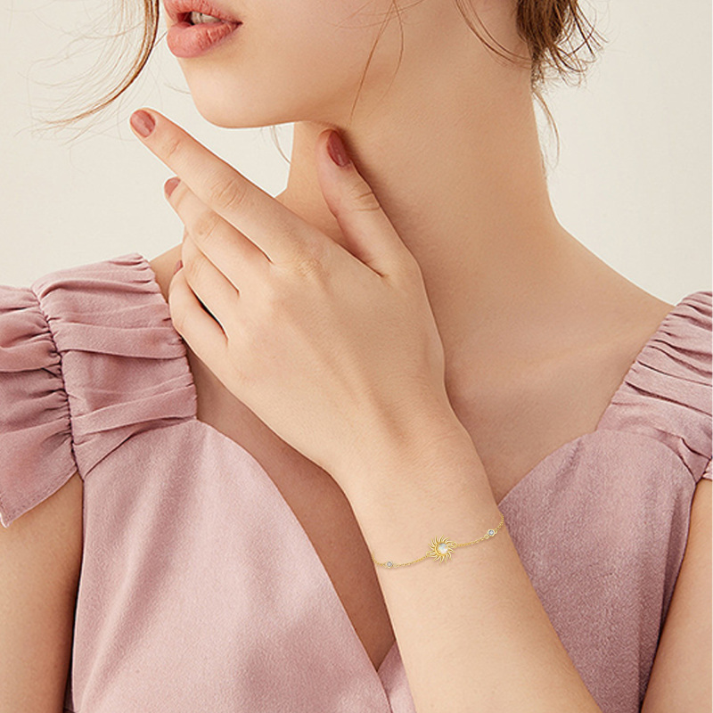 10K witgouden armband met kubieke zirkonia en opaal in de vorm van een zon-2