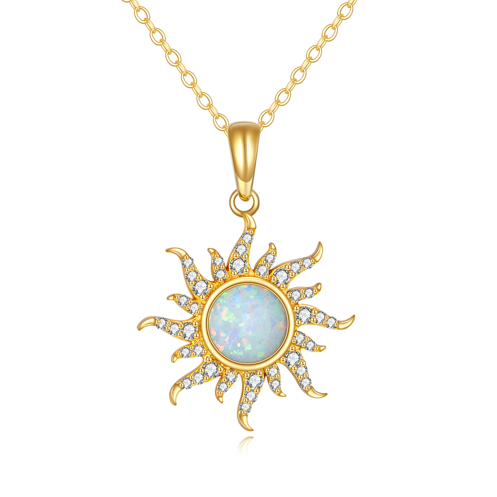 14K Gold Opal Sun N… - image