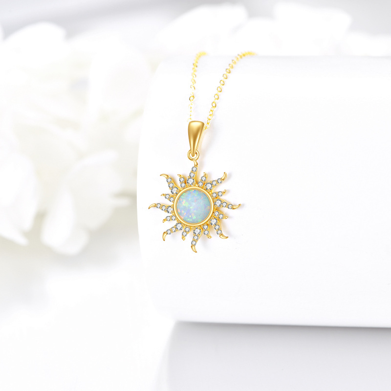 10K Gold Opal Sun Necklace for Women-3