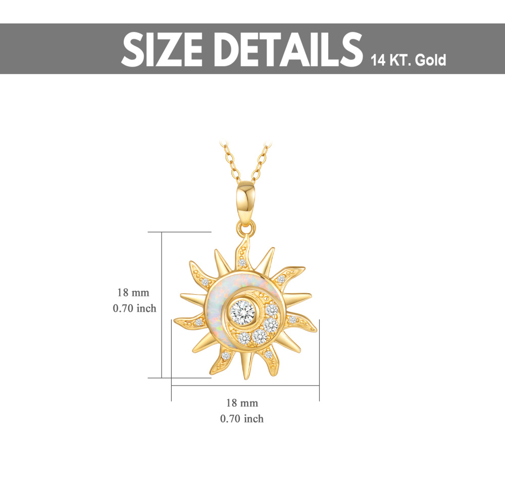 10K Gold Opal Sun Pendant Necklace-5