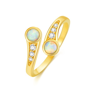 10K Gold Opal & Cubic Zirconia Toe Ring-2