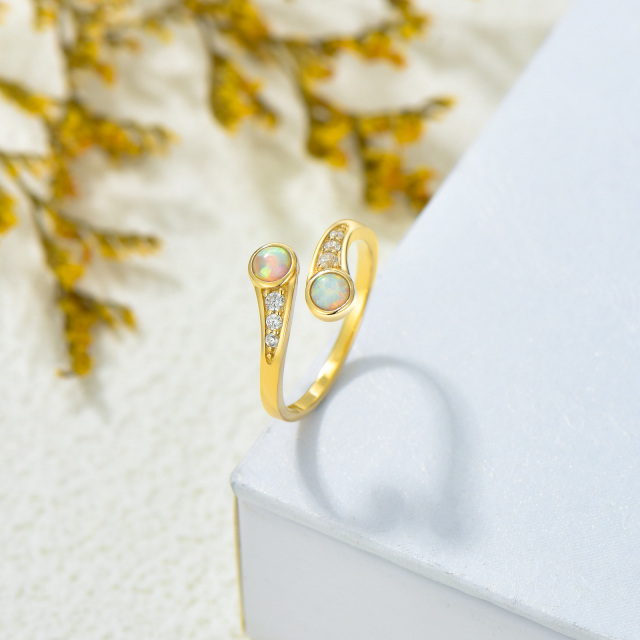 Anello per dita dei piedi in oro 14K con opale e zirconi cubici-4