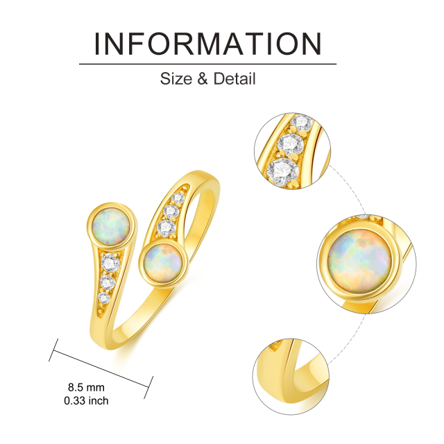 Anello per dita dei piedi in oro 14K con opale e zirconi cubici-5