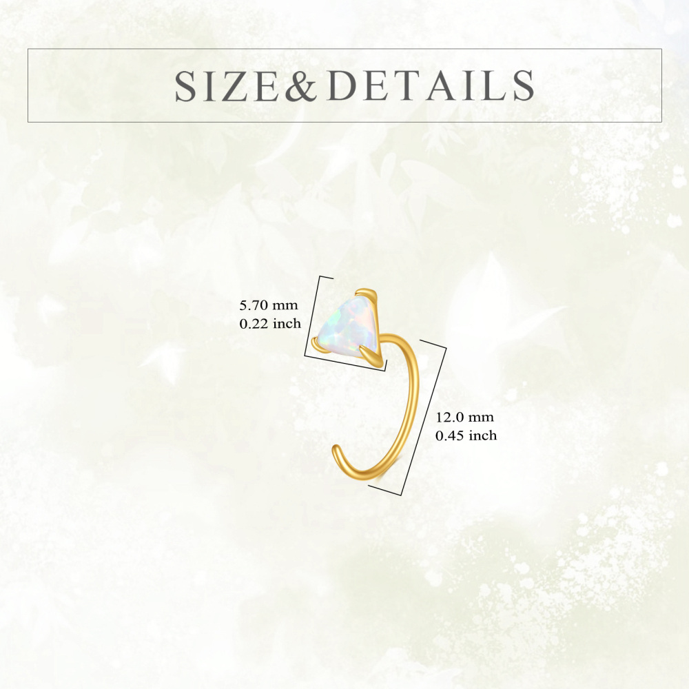10K Gold Opal Triangle Hoop Earrings-5