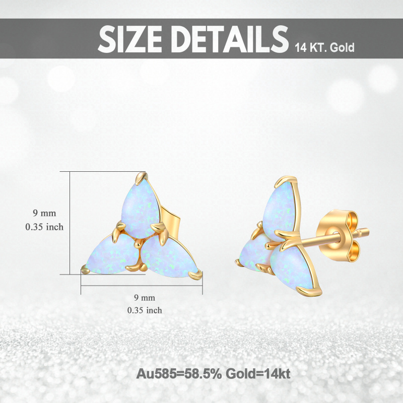 10K Gold Opal Triangle Stud Earrings-6