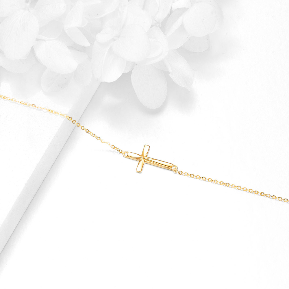 Pulsera Colgante Oro 10K Origami Cruz Corte Diamante-4