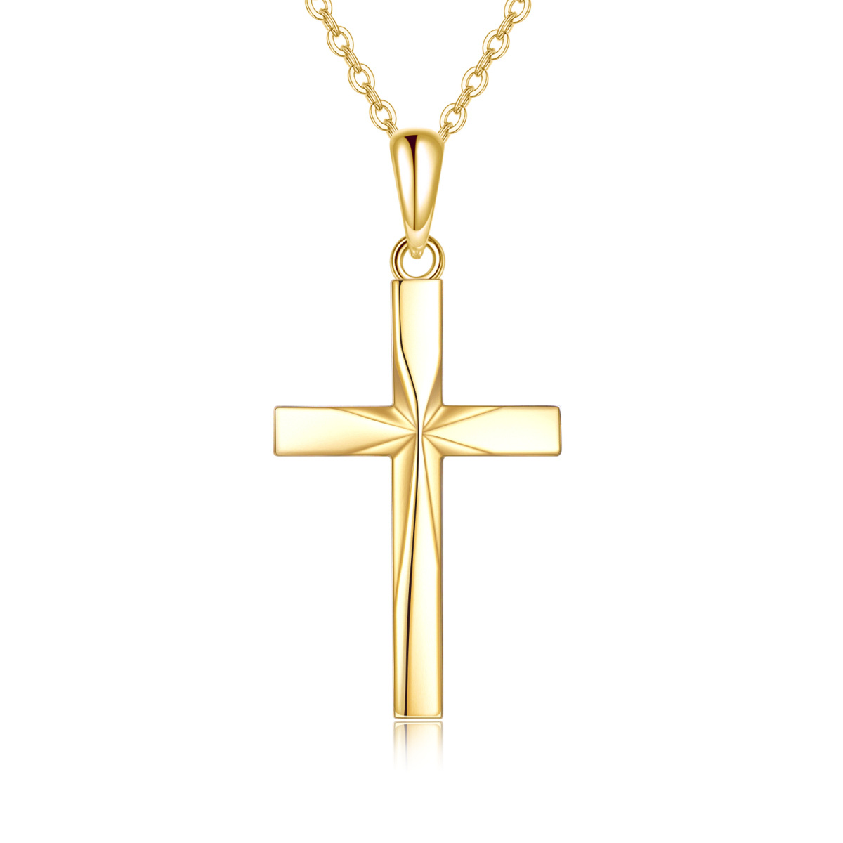 10K Gold Origami Cross Pendant Necklace-1