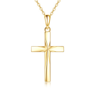 10K Gold Origami Cross Pendant Necklace-37