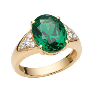 14K Gold Oval Cut Emerald Engagement Ring-3