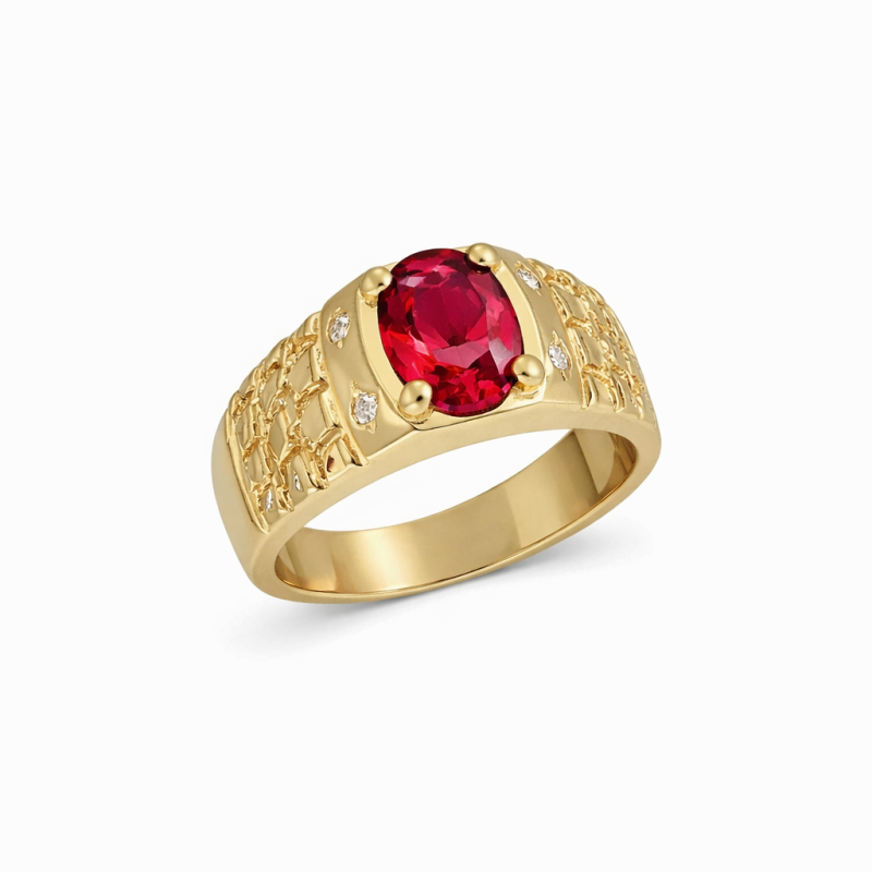 Anillo de compromiso de oro de 14 quilates con corte ovalado para hombres-3