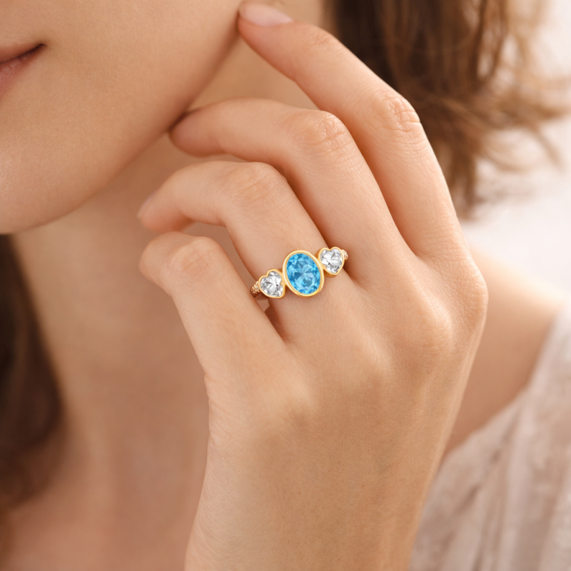 Anillo de compromiso personalizado con moissanita de corte ovalado en oro de 14 quilates y piedra del mes de nacimiento-2