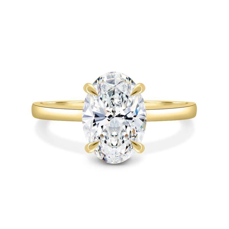 Anillo de compromiso de moissanita con corte ovalado en oro de 10 quilates-3