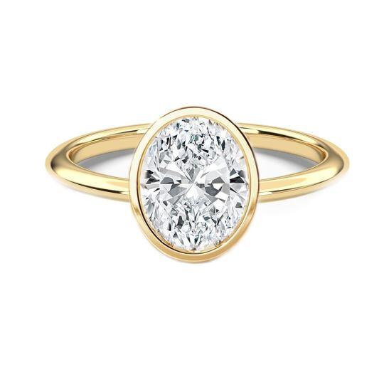 Bague de fiançailles en or 10K avec moissanite taillée en ovale