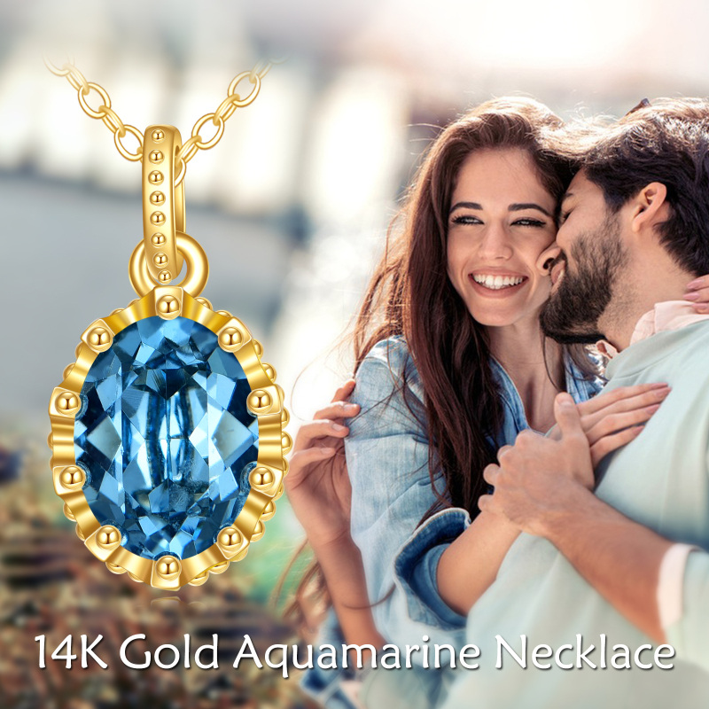 18K Gold Oval Shaped Crystal Pendant Necklace-6