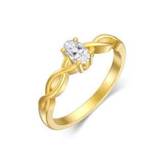 10K Gold Oval Shaped Lab Created Diamond Custom Infinity Symbol Ring 3EX IGI Certified-22