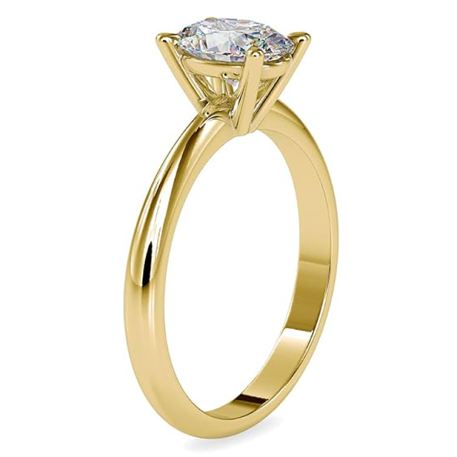 Aliança de casamento de moissanite em formato oval em ouro 14K-3