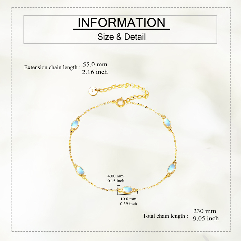 Bracelet à breloques ovale en or blanc 10 carats et pierre de lune taille ovale-5