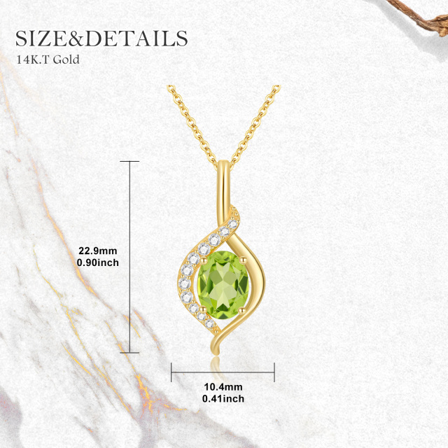 14K Goud Ovaal Olivijn Peridot Hanger Collier-5