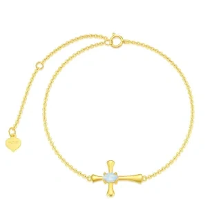 14K Gold Oval Shaped Opal Cross Pendant Bracelet-2