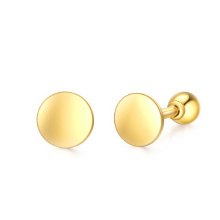 14K Gold Oval Shaped Stud Earrings-37