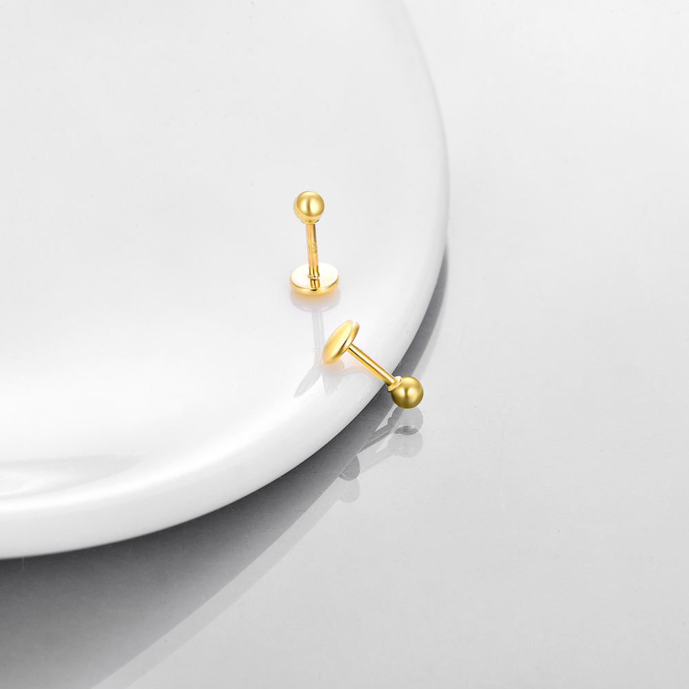 10K Gold Oval Shaped Stud Earrings-3
