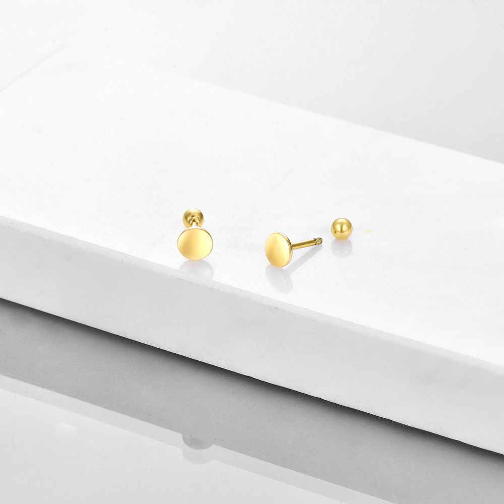 10K Gold Oval Shaped Stud Earrings-4