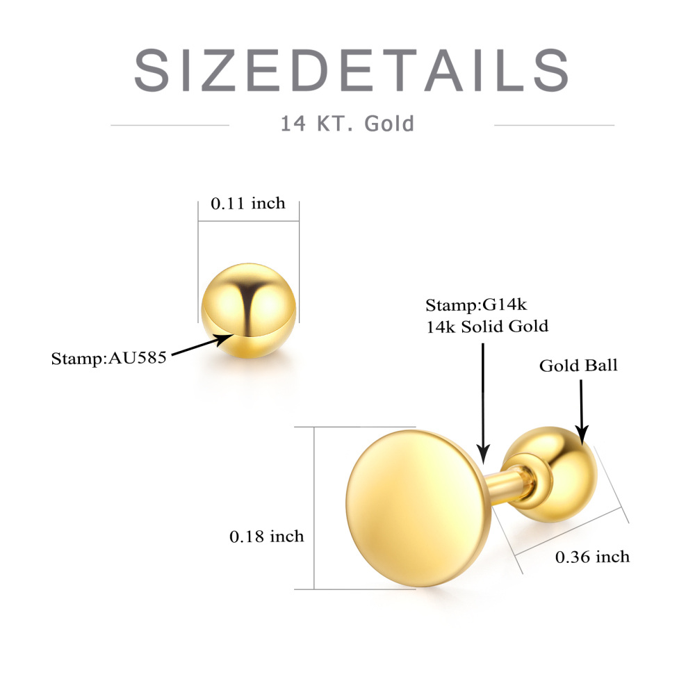 10K Gold Oval Shaped Stud Earrings-5
