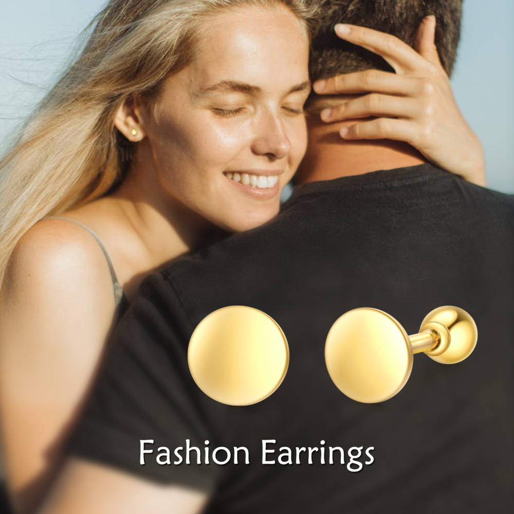 10K Gold Oval Shaped Stud Earrings-6
