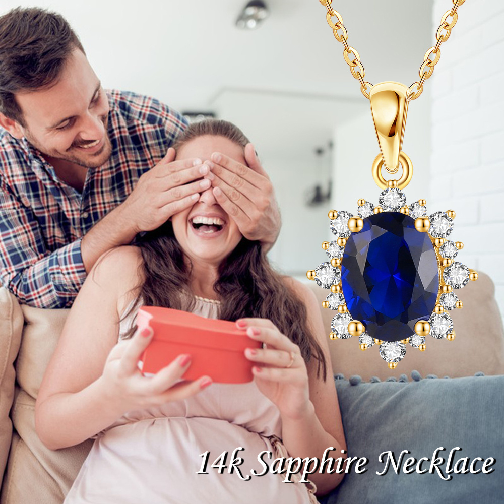 10K Gold Oval Topaz Oval Shaped Pendant Necklace-6