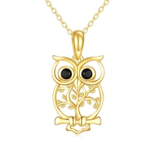 10K Gold Owl Pendant Necklace-2