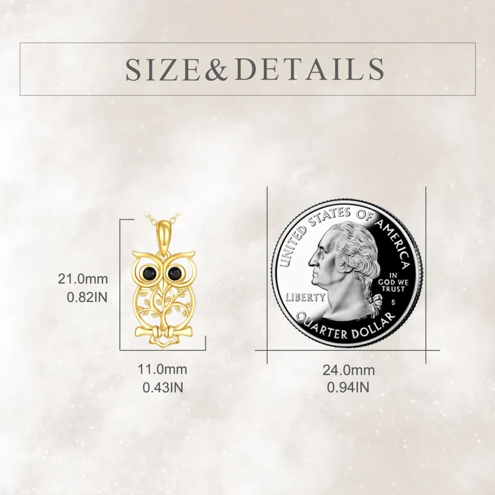 10K Gold Owl Pendant Necklace-5