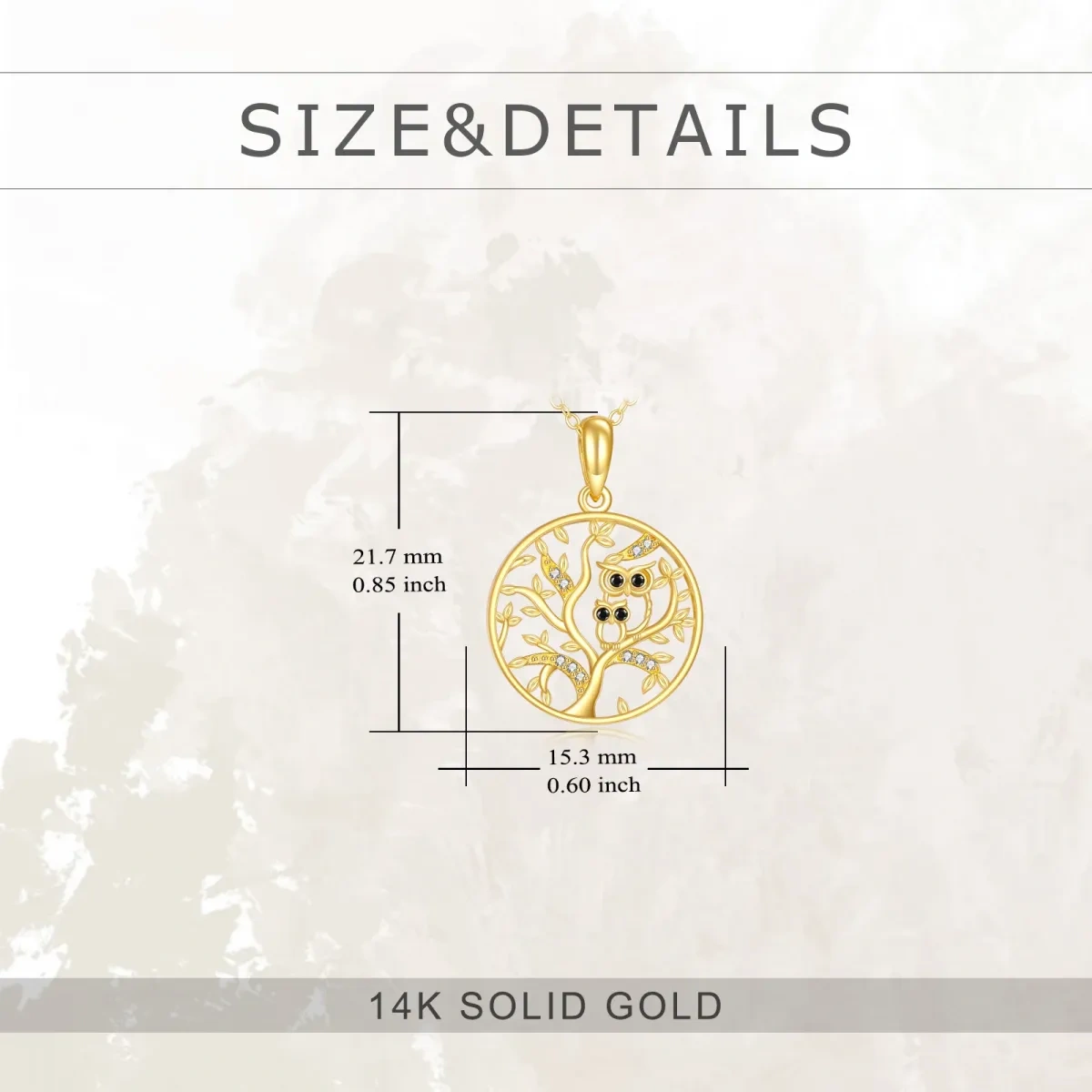 10K Gold Owl & Tree Of Life Pendant Necklace-5