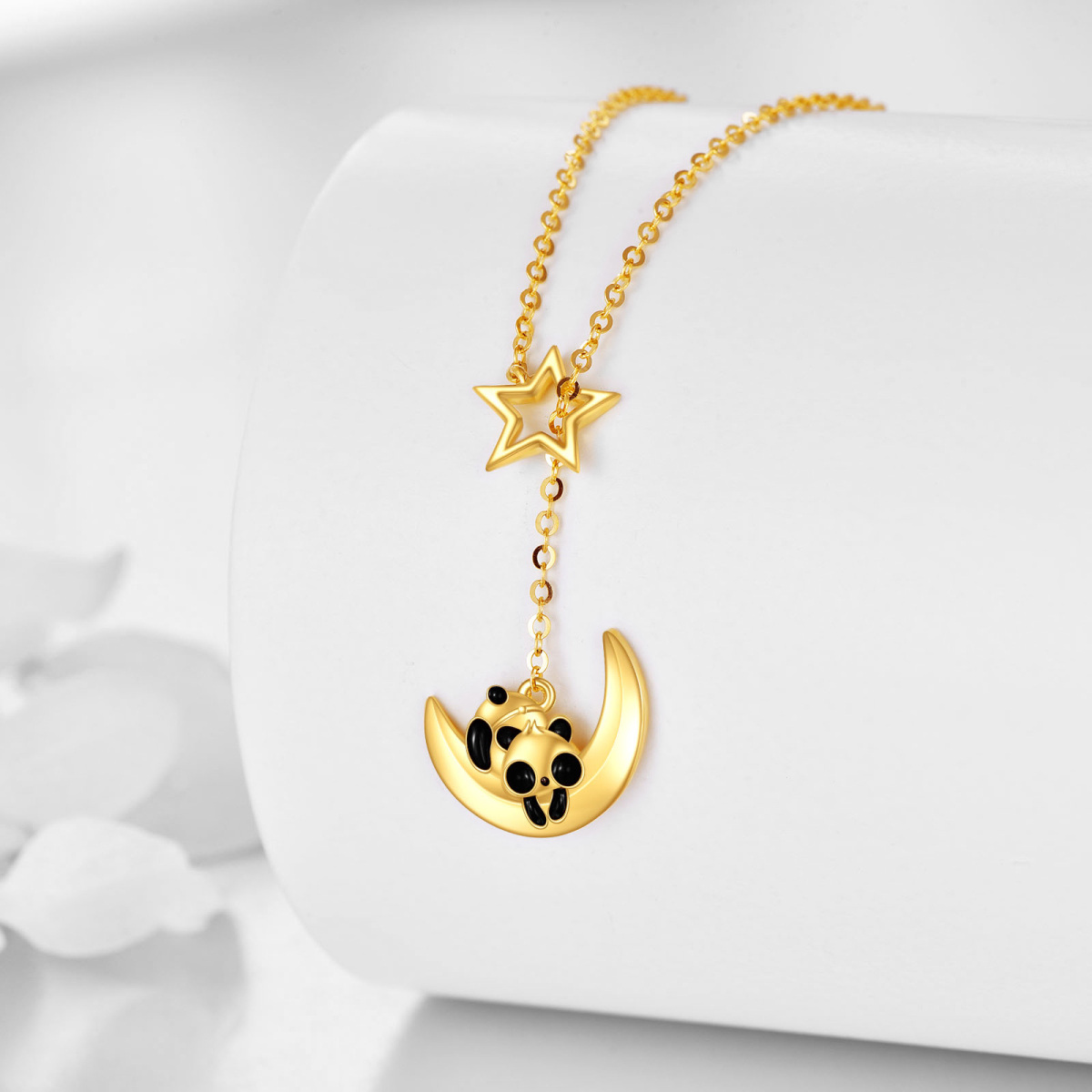 10K Gold Panda Adjustable Y Necklace-3