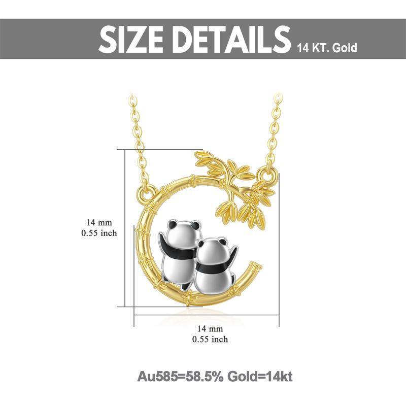 10K Gold Panda & Bamboo Pendant Necklace-6