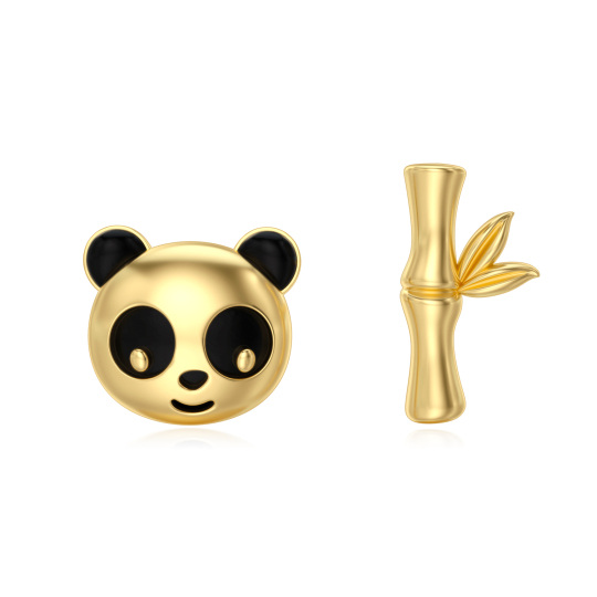 14K gouden panda-bamboe oorbellen voor meisjes