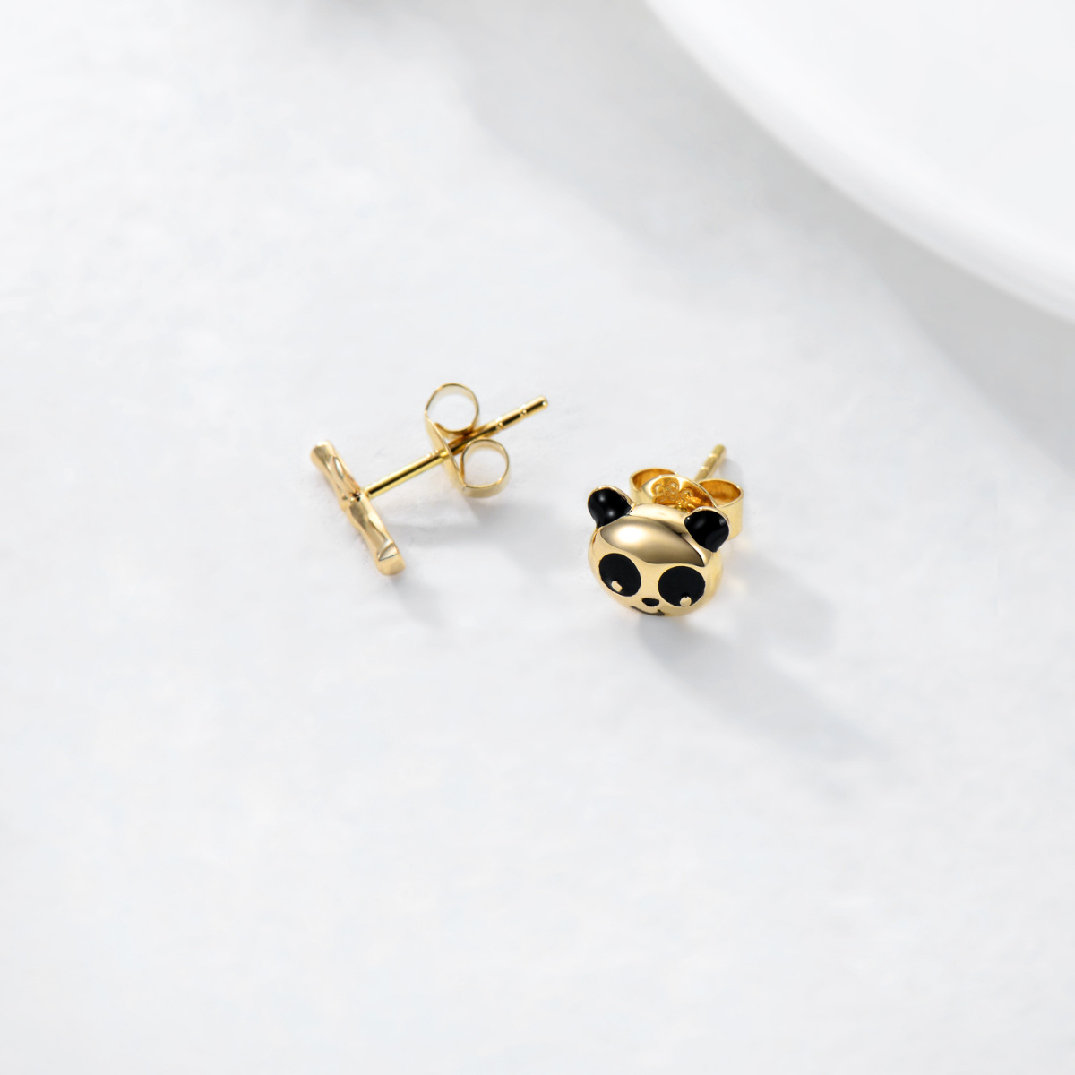 14K Gold Panda & Bamboo Stud Earrings for Girl-4