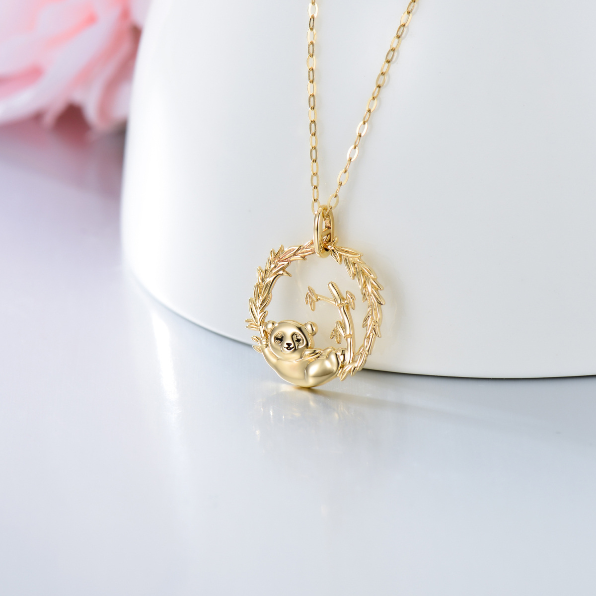 14K Gold Panda Pendant Necklace-3