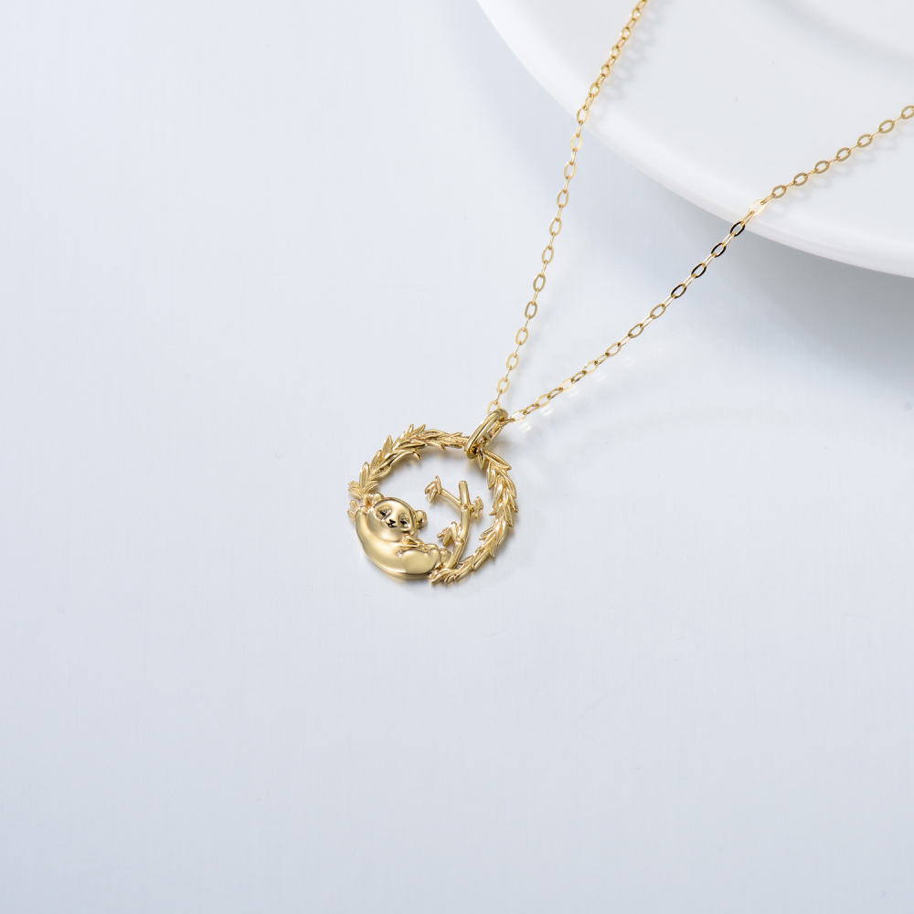 10K Gold Panda Pendant Necklace-4